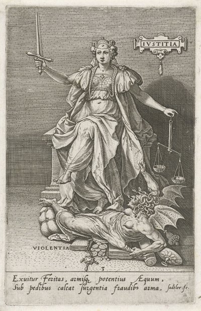 La giustizia (Justitia) vince la violenza (Violentia) da Johann Sadeler (I)
