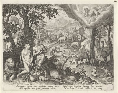 Dio Padre benedice Adamo, Eva e gli animali da Johann Sadeler (I)