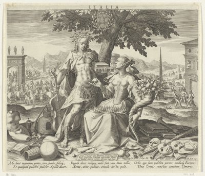 Italia, con Venere e Apollo (Italia) (Rappresentazioni allegoriche dei paesi europei) da Johann Sadeler (I)