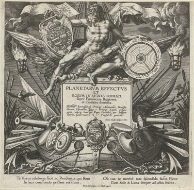 Giove e una nave da guerra con lo stemma di Alessandro Farnese (Effetti dei pianeti e loro segni zodiacali) da Johann Sadeler (I)