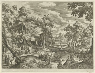 Paesaggio con il battesimo di Cristo (Paesaggi con scene dal Vecchio e Nuovo Testamento) da Johann Sadeler (I)