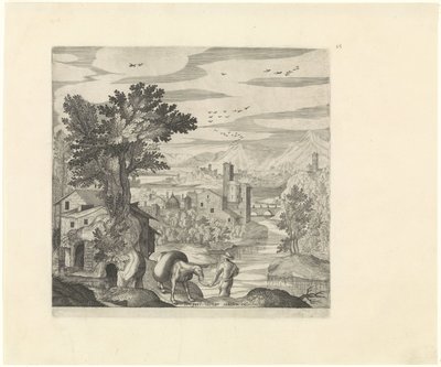 Paesaggio con contadino e il suo asino da Johann Sadeler (I)