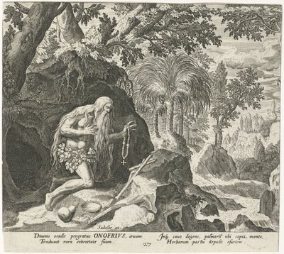 Onofrio il Grande come eremita (serie: Eremiti maschili, Solitudo Sive Vitae Patrum Eremicolarum) da Johann Sadeler (I)