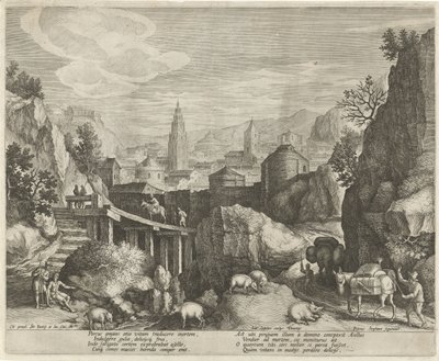Paesaggio roccioso con la favola dell