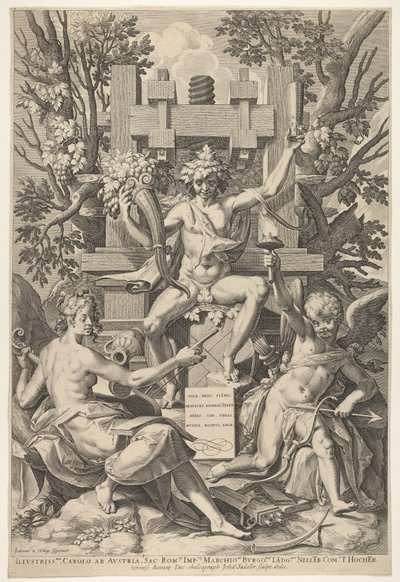 Bacco, Musica, Amore, 1575-1600 da Johann Sadeler I