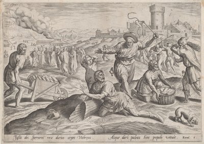 Il sorvegliante del faraone che batte gli israeliti da Johann Sadeler I
