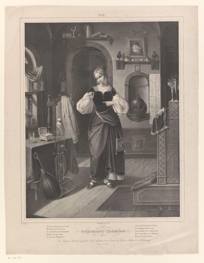 Interno con donna con anello in mano da Johann Sprick