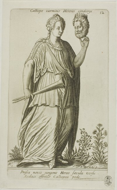 Calliope, Musa della poesia epica, tavola 12 da Parnassus Biceps da Johann Theodor de Bry