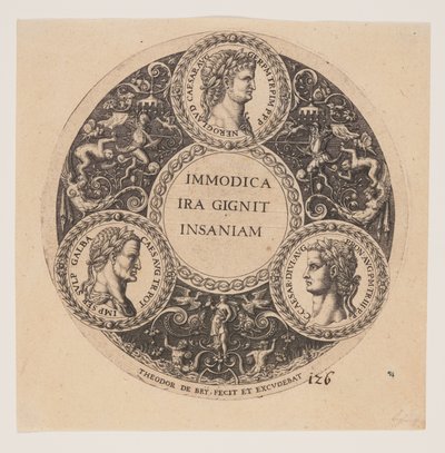 Immodica Ira Gignit Insaniam, Design per gli interni di Tazze da Johann Theodor de Bry