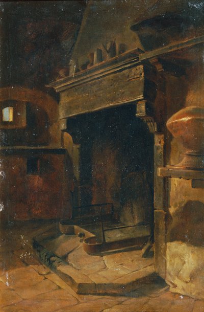 Interno con camino da Johann  Till der Jüngere