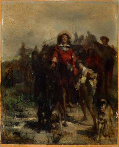 Cavaliere, ragazzo e tre cani, forse a caccia da Johann  Till der Jüngere