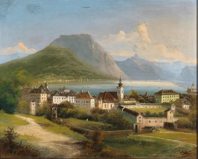 Johann Wilhelm Jankowski Veduta di Gmunden da Johann Wilhelm Jankowski