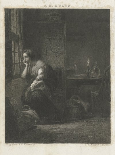 Donna con bambino alla finestra da Johann Wilhelm Kaiser (I)