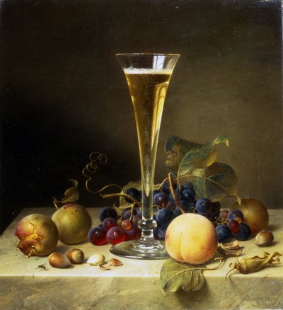 Natura morta con un bicchiere di champagne, 1855 da Johann Wilhelm Preyer