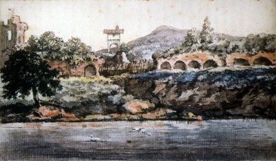 Roma - vista del Tevere, acquerello di Goethe. XIX secolo da Johann Wolfgang von Goethe