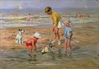Bambini che Giocano al Mare da Johann Zoetelief Tromp