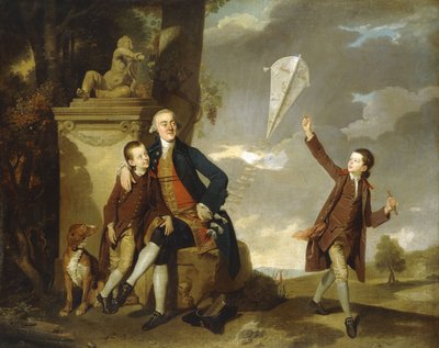 Ritratto di Gruppo di George Fitzgerald con i suoi Figli George, visto mentre Fa Volare un Aquilone, e Charles da Johan Joseph Zoffany