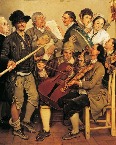 Scartocciata (musicisti alla festa per il raccolto del mais vicino a Parma) da Johann Zoffany