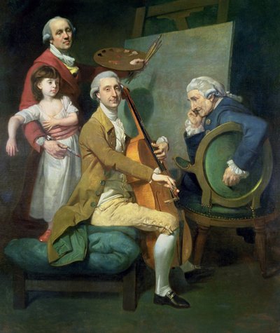 Autoritratto con sua figlia, Maria Theresa (?) e forse Giacobbe e James Cervetto (?) da Johann Zoffany