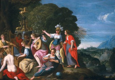 Athena e le nove Muse ai pozzi di Ippocrene, 1624 da Johann or Hans Konig