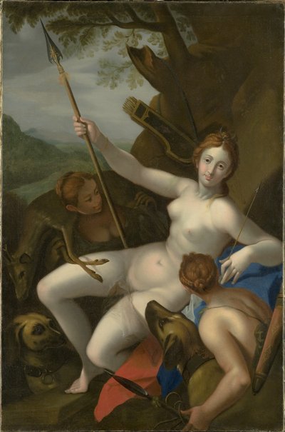 Diana con ninfe, cani e selvaggina da Johann or Hans von Aachen