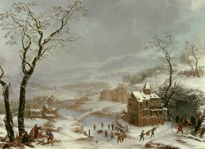 Scena invernale vicino al fiume Flustal da Johann the Yngr. Dallinger von Dalling