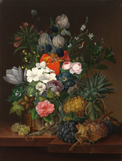 Natura morta con lucertola e fiori - Johanna (Jenny) Salm-Reifferscheidt da Johanna Salm Reifferscheidt