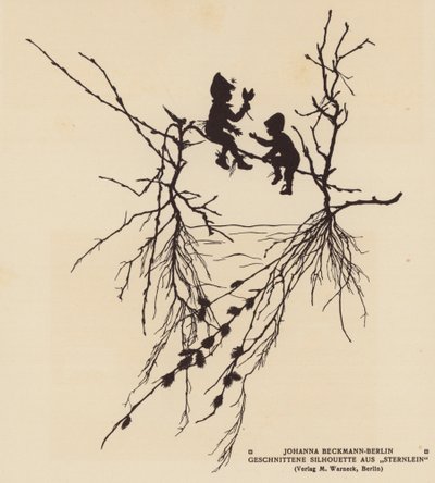 Silhouette di due figure sedute su un ramo da Johanna Beckmann