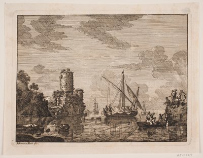 Navi su un fiume. A sinistra una torre da Johanna Fosie