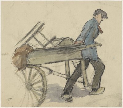 Uomo che tira un carretto da Johannes Abraham Mondt
