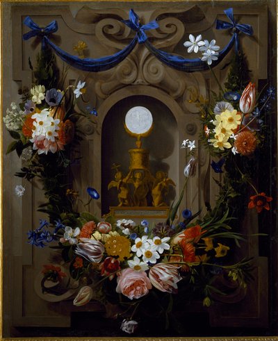 Eucaristia in una ghirlanda di fiori da Johannes Antonius van der Baren