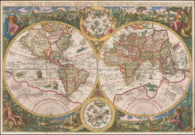 Mappa del mondo del 1596 - Orbis Terrae Compendiosa Descriptio Ex peristissimorum totius orbis Gaeographorum operibus desumpta da Johannes Baptista Vrints