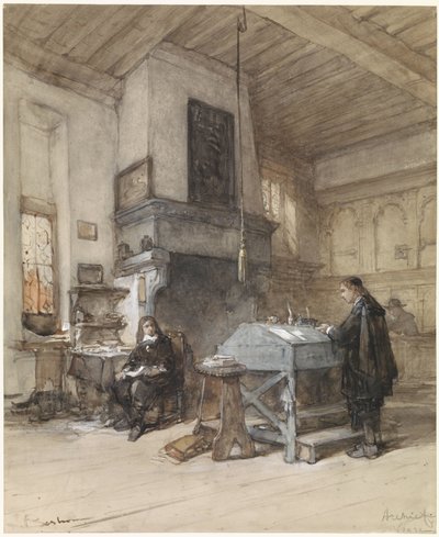 Archivio a Veere con figure in costume del XVII secolo da Johannes Bosboom