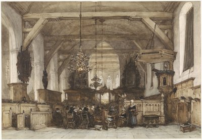 Interno della Vecchia Chiesa a Maasland da Johannes Bosboom