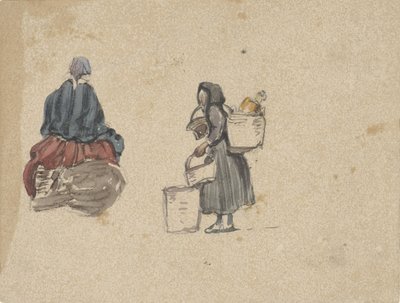 Due studi di donne pescatrici da Johannes Bosboom