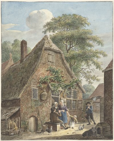 Famiglia davanti a una casa contadina da Johannes Christiaan Janson