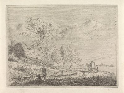 Paesaggio con carro e due pescatori da Johannes Christiaan Janson