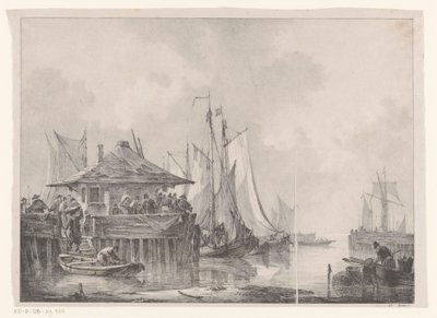 Folla in un porto da Johannes Christiaan Schotel