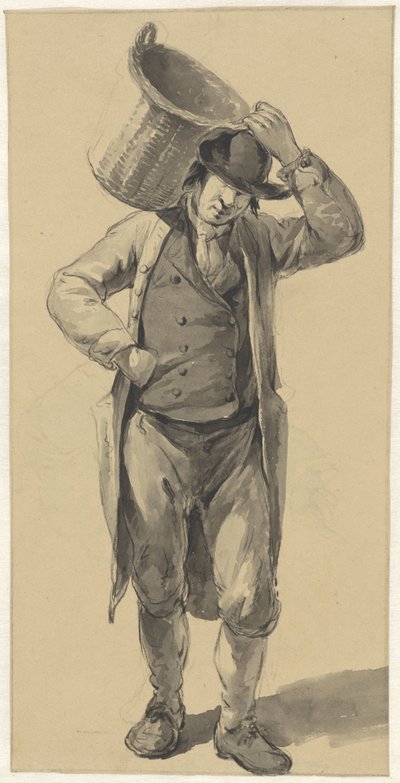 Uomo in piedi con un cesto sulla spalla da Johannes Christiaan Schotel