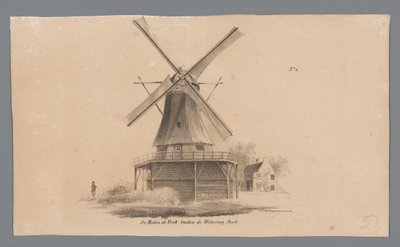 Vista del mulino de Vink fuori dalla porta Wetering da Johannes Cornelis van Pappelendam