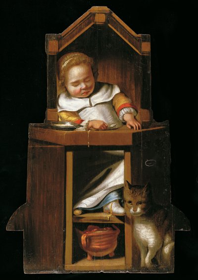 Bambino che dorme sul seggiolone da Johannes Cornelisz. Verspronck