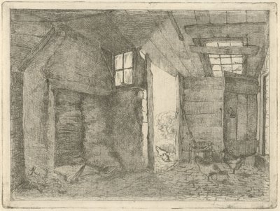 Fienile con galline da Johannes Everhardus Rijnboutt