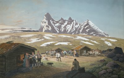 Vita al pascolo sotto Skagastølstinderne da Johannes Flintoe