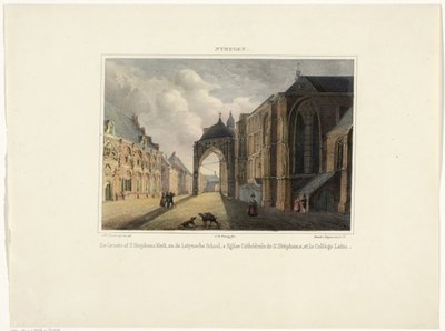 Veduta della chiesa di Stevenskerk e della scuola latina a Nijmegen (De Groote of S