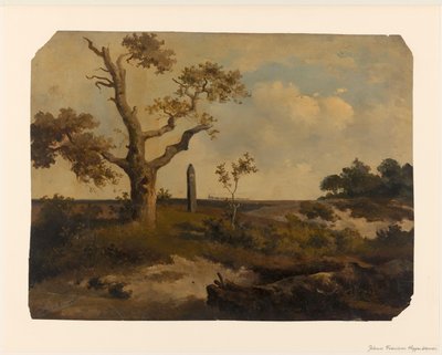 Paesaggio con treno in lontananza da Johannes Franciscus Hoppenbrouwers (signed by artist)