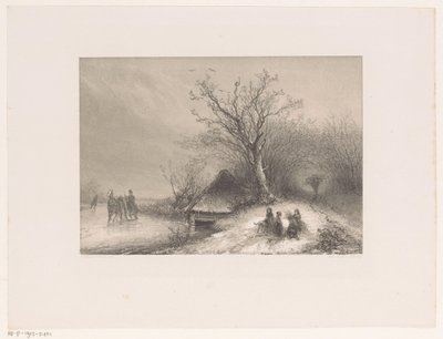 Veduta invernale con slitta sul ghiaccio da Johannes Franciscus Hoppenbrouwers