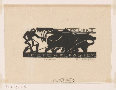 Ex libris di J.F.E. ten Klooster da Johannes Frederik Engelbert ten Klooster (signed by artist)