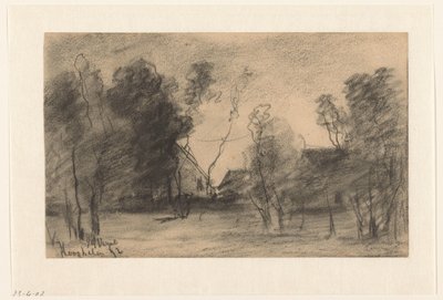 Gruppo di case e alberi vicino a Hooghalen da Johannes Gijsbert Vogel