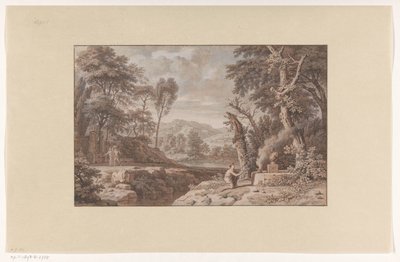 Paesaggio arcadico con scena di sacrificio da Johannes Glauber