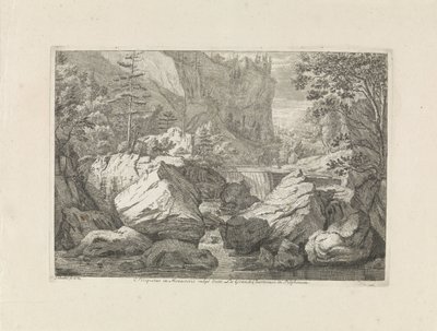 Veduta di una cascata (serie di paesaggi nel Chartreuzer-gebergte) da Johannes Glauber